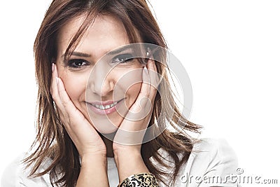 Laughing woman with a sympathetic smile Stock Photo