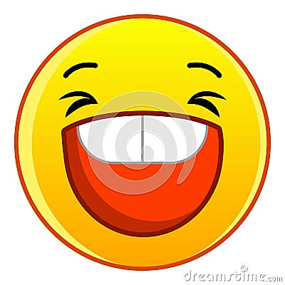 Laughing yellow emoticon icon, cartoon style Vector Illustration