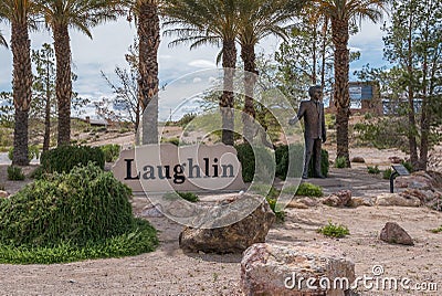 Laughlin, Nevada entrance park, statue of founder Editorial Stock Photo