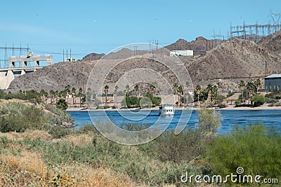 River boat on the Colorado River at Davis Dam Stock Photo