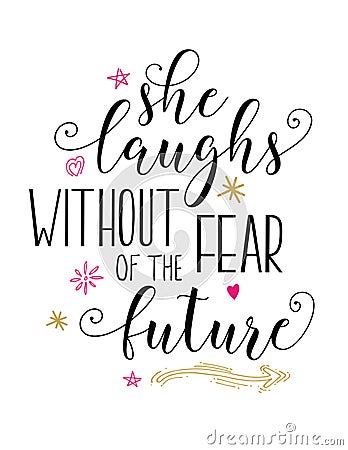 She Laughs without fear of the future Vector Illustration