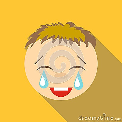 Laughter to tears icon, flat style Vector Illustration