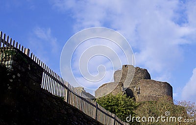 Views of Launceston Castle Cornwall, on a bright uncrowded winters day in January Stock Photo