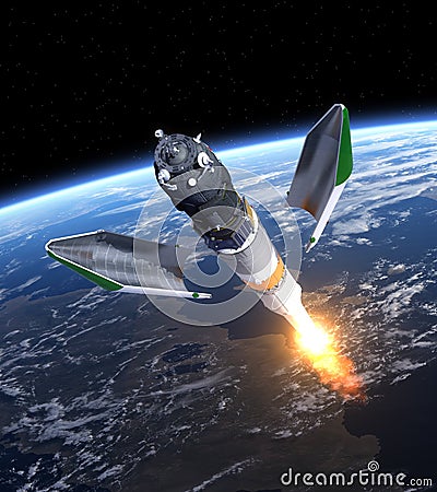 Launch Of Cargo Spacecraft Stock Photo