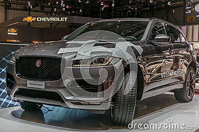 Launch of the F-Pace at the Jaguar stand at the Geneva International Motor Show Editorial Stock Photo