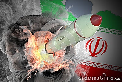 Launch of missile from Iran. 3D rendered illustration. Cartoon Illustration