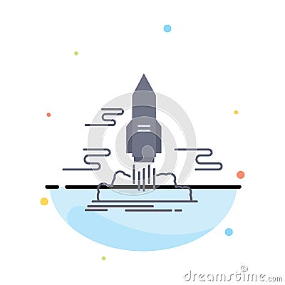 launch, Publish, App, shuttle, space Flat Color Icon Vector Vector Illustration