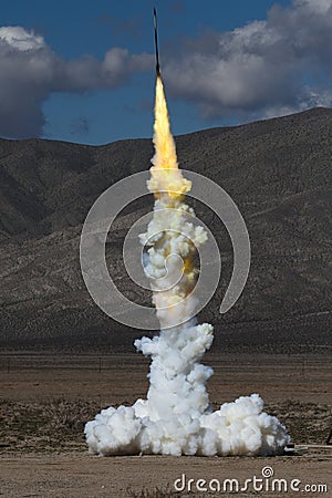 Launch of a Zinc Sulfur Rocket Stock Photo