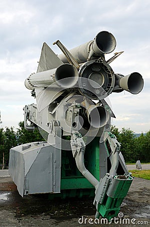 Launcher of the Soviet-made anti-aircraft missile C-200. Editorial Stock Photo