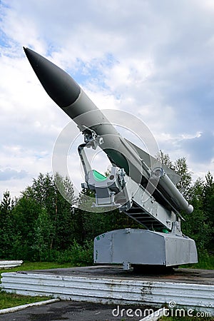 Launcher of the Soviet-made anti-aircraft missile C-200. Editorial Stock Photo