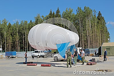 The launching of an unmanned aerostat Editorial Stock Photo