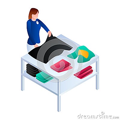 Laundry arrange clothes service icon, isometric style Vector Illustration