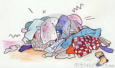 Laundry Basket Cartoon Illustration