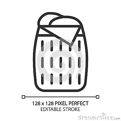 Laundry basket pixel perfect linear icon Vector Illustration