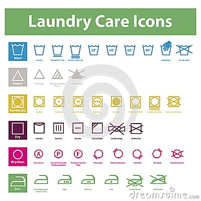 Laundry Care Icons Vector Illustration