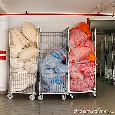 Laundry carts Stock Photo