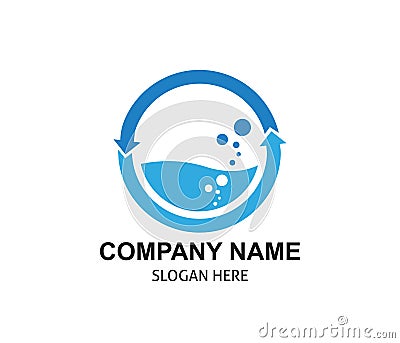 laundry and clean water source processing logo design Stock Photo
