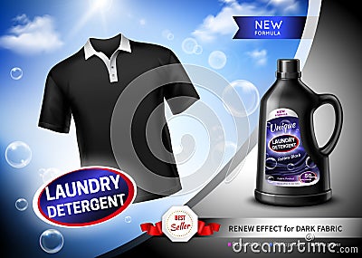 Laundry Detergent Dark Fabric Poster Vector Illustration