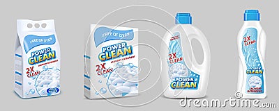 Laundry detergent pack mockup set, vector realistic illustration Vector Illustration