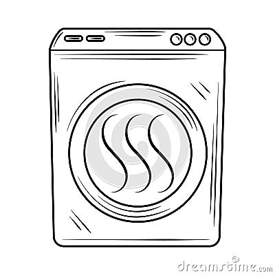 Laundry dryer machine clothes appliance line style icon Vector Illustration
