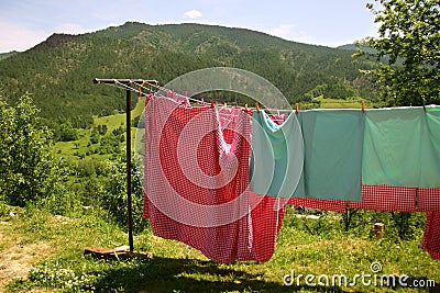 Laundry drying Stock Photo