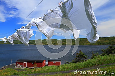 Laundry drying Stock Photo