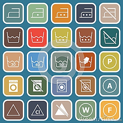 Laundry flat icons on blue background Vector Illustration