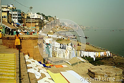 Laundry at Ganges river Editorial Stock Photo