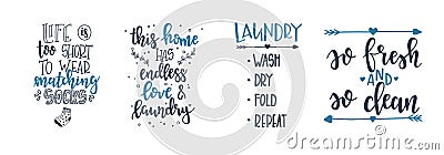 Laundry Hand drawn typography poster. Conceptual handwritten phrase Laundry T shirt hand lettered calligraphic design Vector Illustration