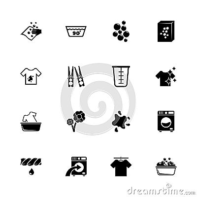 Laundry - Flat Vector Icons Vector Illustration