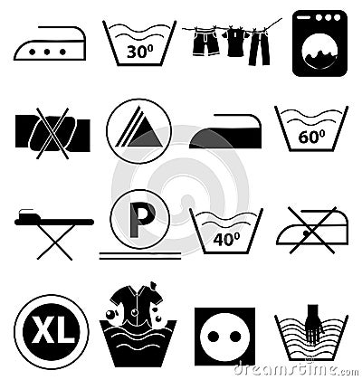 Laundry icons set Vector Illustration