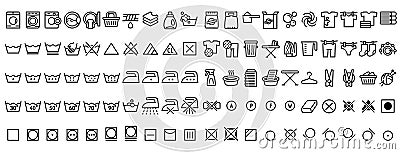 Laundry icons set, outline style Vector Illustration