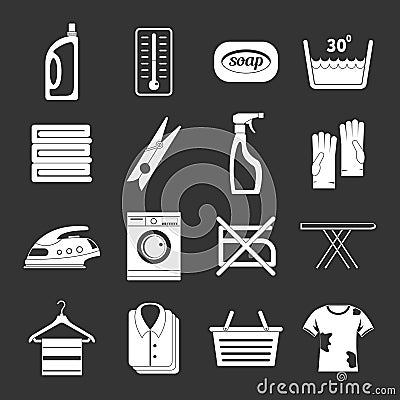 Laundry icons set grey vector Vector Illustration