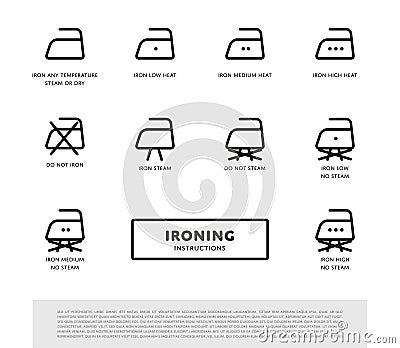 Laundry ironing symbols icon set Cartoon Illustration