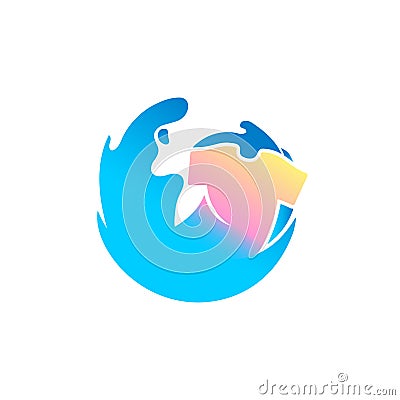 Laundry logo fast laundry clean laundry cloth wash logo simple logo with ocean wave Vector Illustration