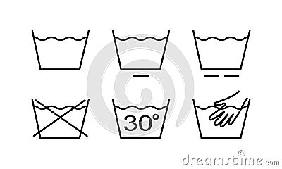 Laundry outline icons vectors isolated on white background Vector Illustration
