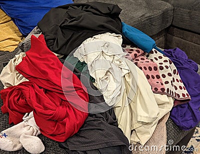 Laundry Pile, Clean Clothes, Mountain of Laundry Stock Photo