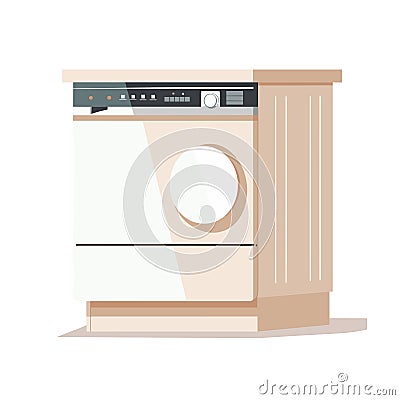 Laundry Room Harmony: Flat Style Washing Machine Illustration Vector Illustration