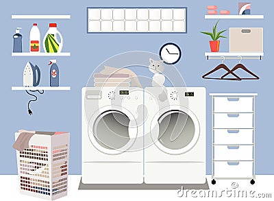 Laundry room Vector Illustration