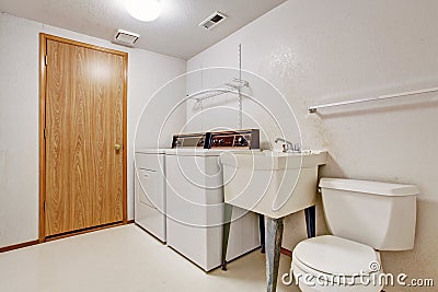 Laundry room interior in old house Stock Photo