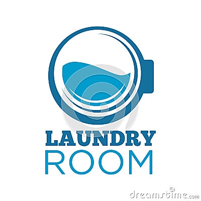 Laundry room logotype with washing machine drum illustration Vector Illustration