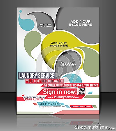 Laundry Service Flyer Design Vector Illustration