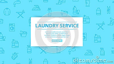 Laundry service. Household service, washing, cleaning pattern. Clean things, homework vector icons Vector Illustration