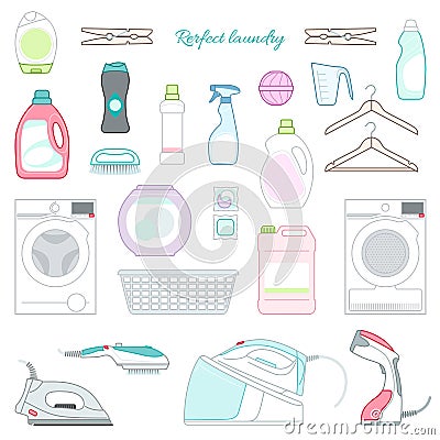 Laundry service icons Vector Illustration