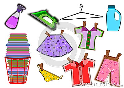 Laundry set icons Stock Photo