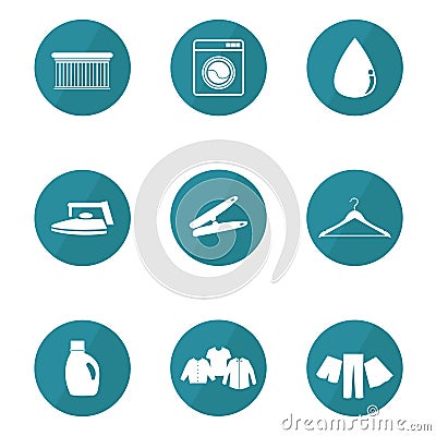 Laundry Simple Icon Set In Circle Shaped Vector Illustration