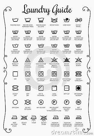 Laundry symbols and icons set vector Stock Photo