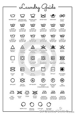 Laundry symbols and icons set vector Stock Photo