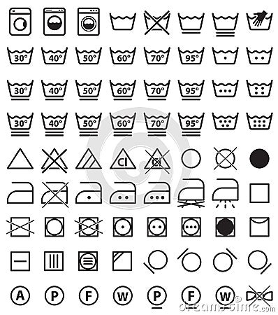 Laundry symbols, washing icons Vector Illustration