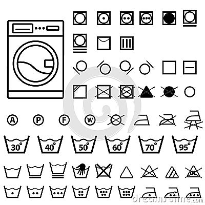 Laundry Vector Icons set, full collection Vector Illustration